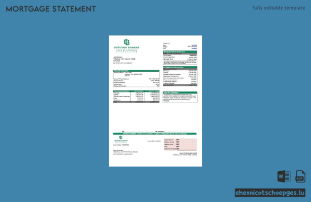 Beispiel eines Hypothekenauszugs der Bank von Litauen (Word- und PDF-Datei)